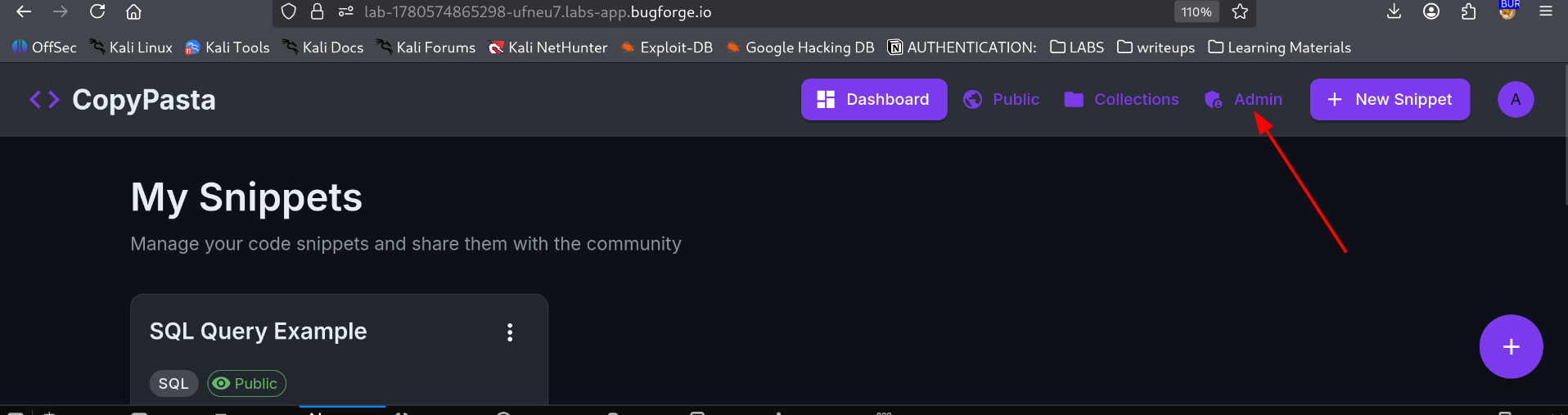 Logged in as admin